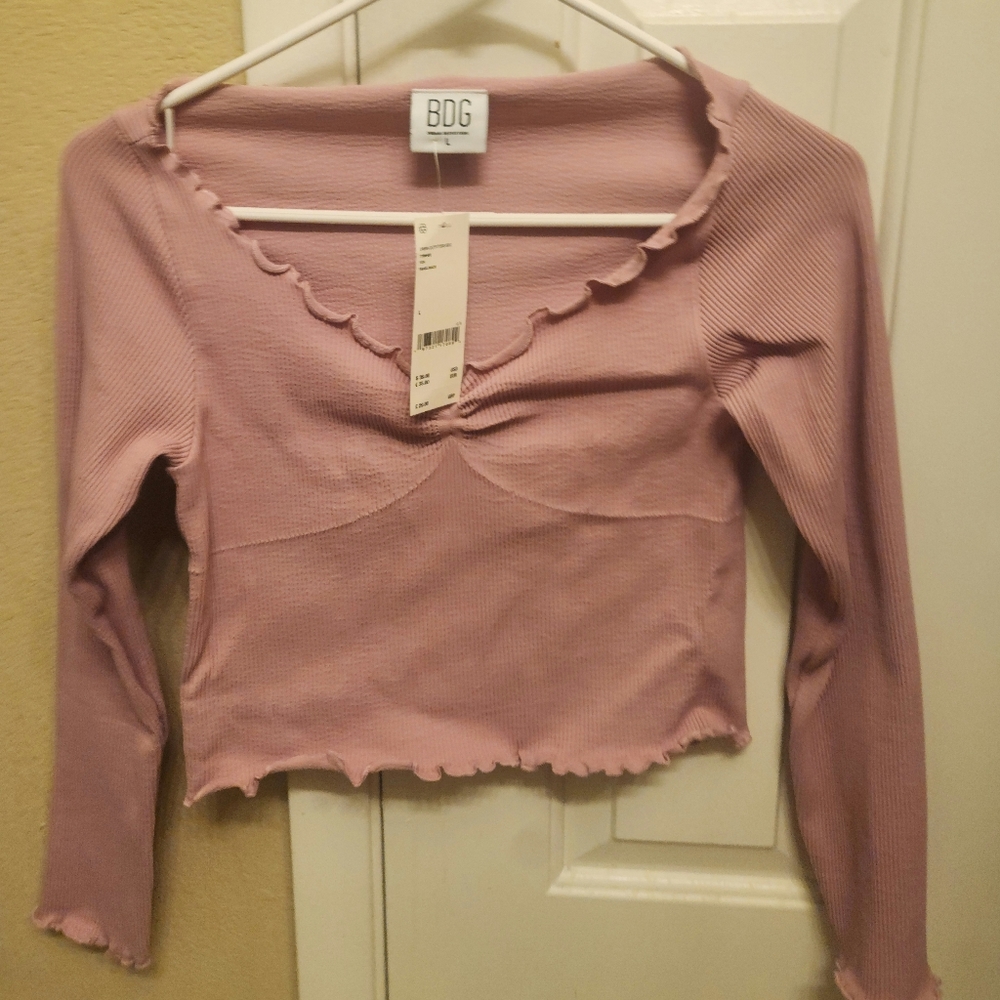 Pink crop long sleeve top Urban Outfitters